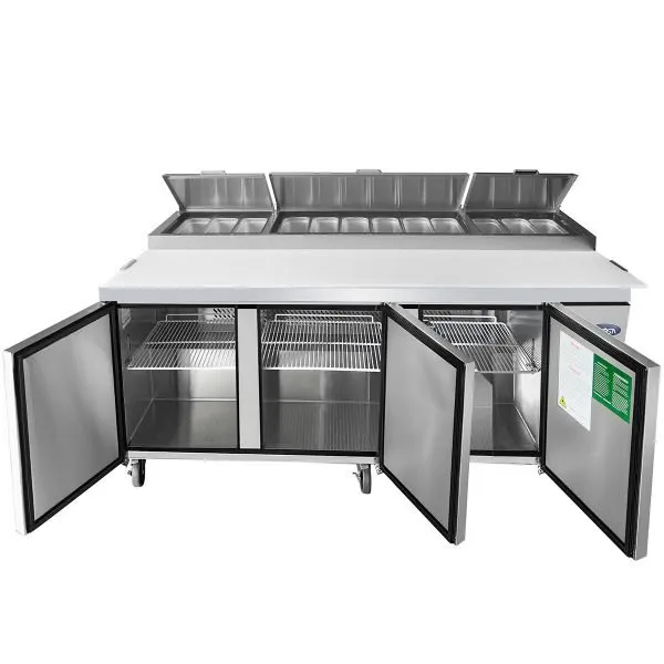Atosa USA MPF8203GR 93" 3-Section Refrigerated Pizza Prep Table w/ 3 Doors, 28.4 cu. ft.