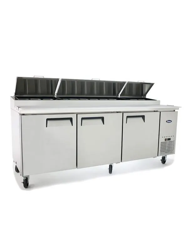 Atosa USA MPF8203GR 93" 3-Section Refrigerated Pizza Prep Table w/ 3 Doors, 28.4 cu. ft.