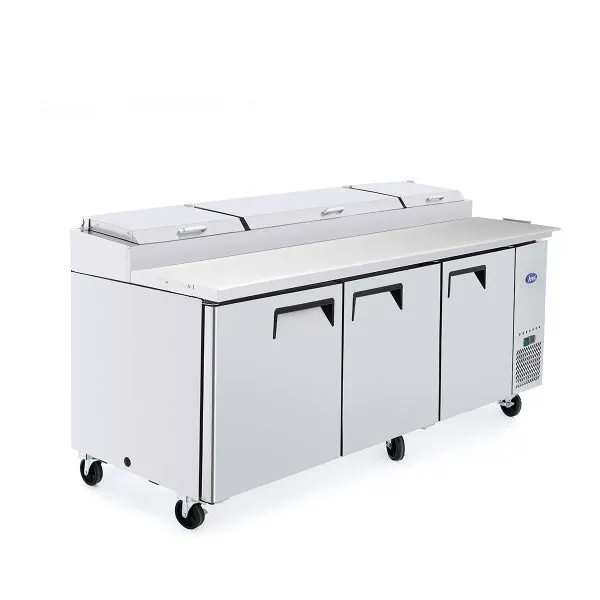 Atosa USA MPF8203GR 93" 3-Section Refrigerated Pizza Prep Table w/ 3 Doors, 28.4 cu. ft.