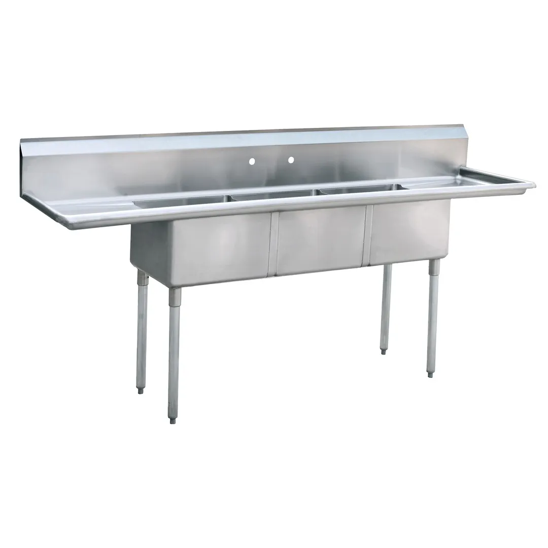 Atosa USA MRSB-3-D Three Compartment Sink, 120"W X 30"D X 44-1/2"H