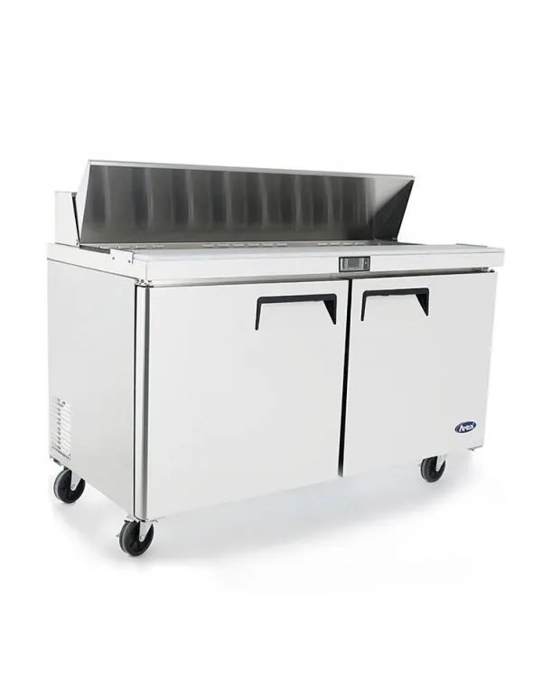 Atosa USA MSF8303GR 60" Two Section Sandwich/Salad Prep Table w/ 2 Solid Doors, 16 Pans