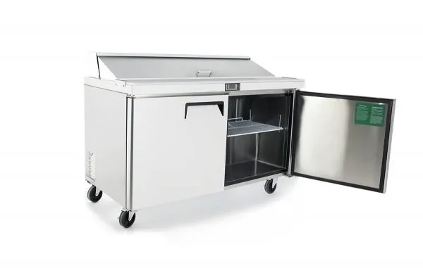Atosa USA MSF8303GR 60" Two Section Sandwich/Salad Prep Table w/ 2 Solid Doors, 16 Pans