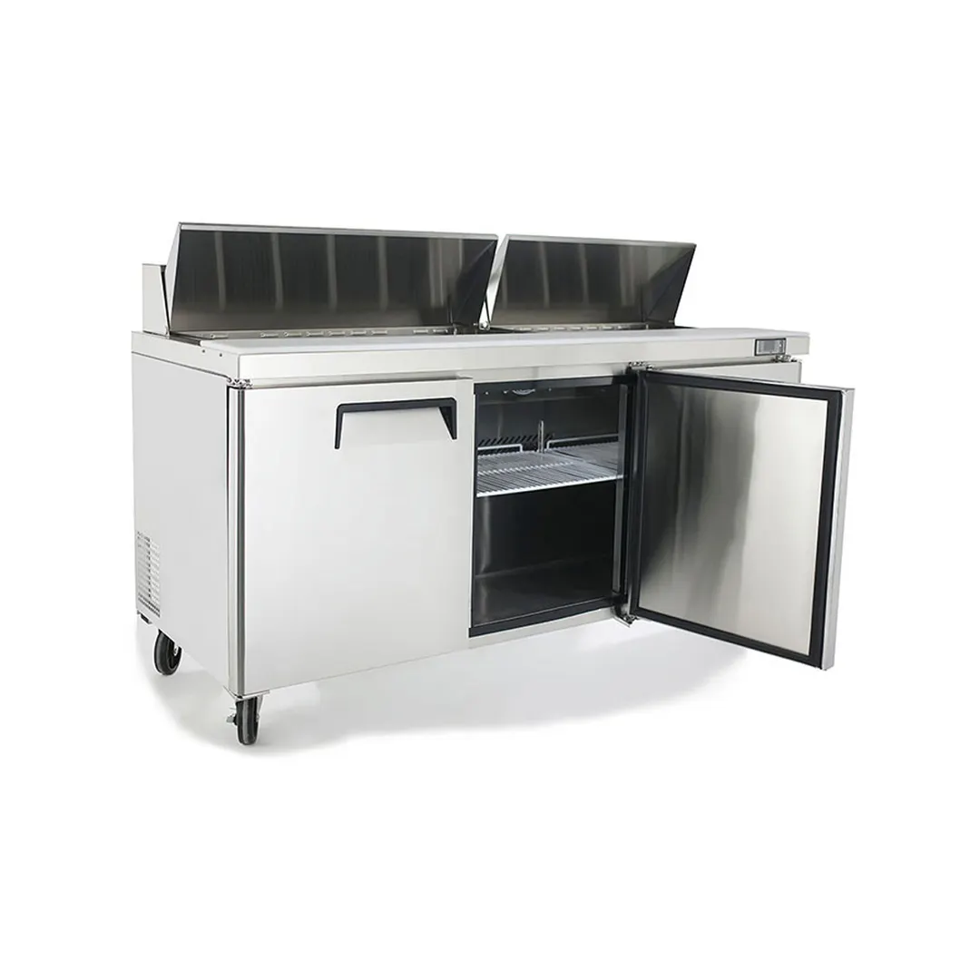 Atosa USA MSF8304GR 72" Three Section Sandwich / Salad Prep Table w/ 3 Doors, 18 Pans
