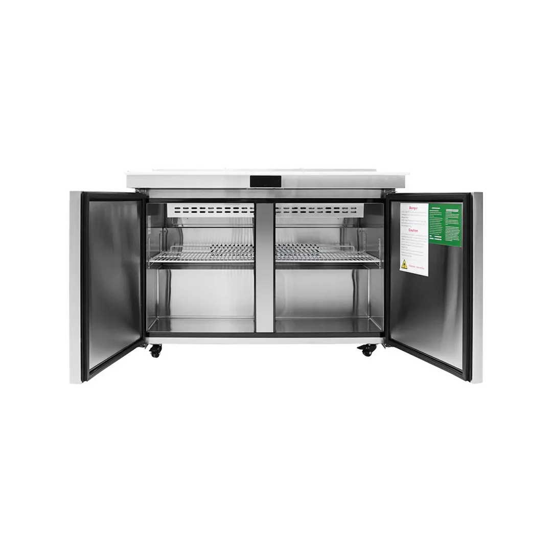 Atosa USA MSF8306GR-NTCV 48" 2-Door Mega Top Sandwich and Salad Prep Table, 18 Pans, Stainless Steel
