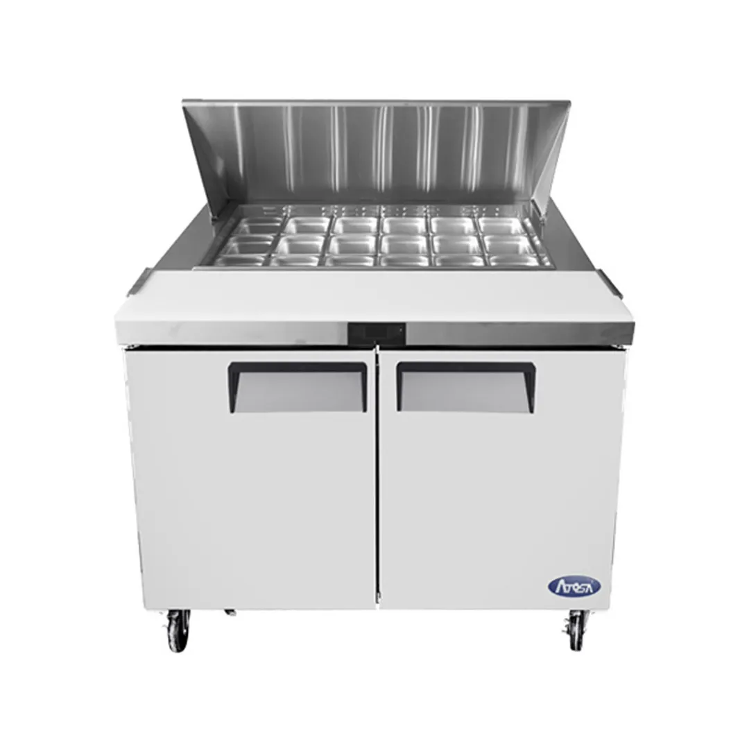 Atosa USA MSF8306GR 48" Two Section Mega Top Sandwich/Salad Prep Table w/ 2 Doors, 18 Pans