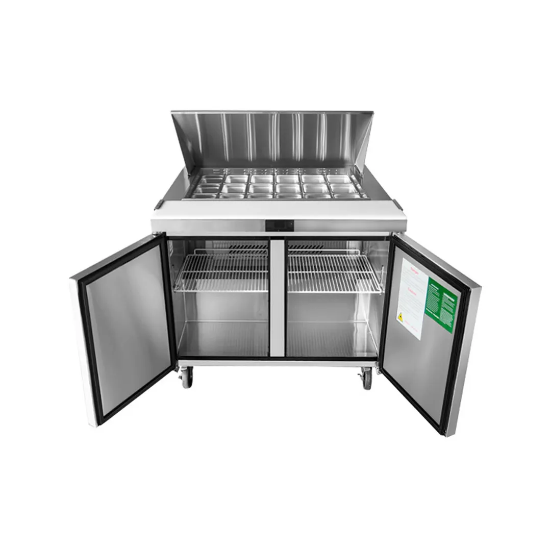 Atosa USA MSF8306GR 48" Two Section Mega Top Sandwich/Salad Prep Table w/ 2 Doors, 18 Pans