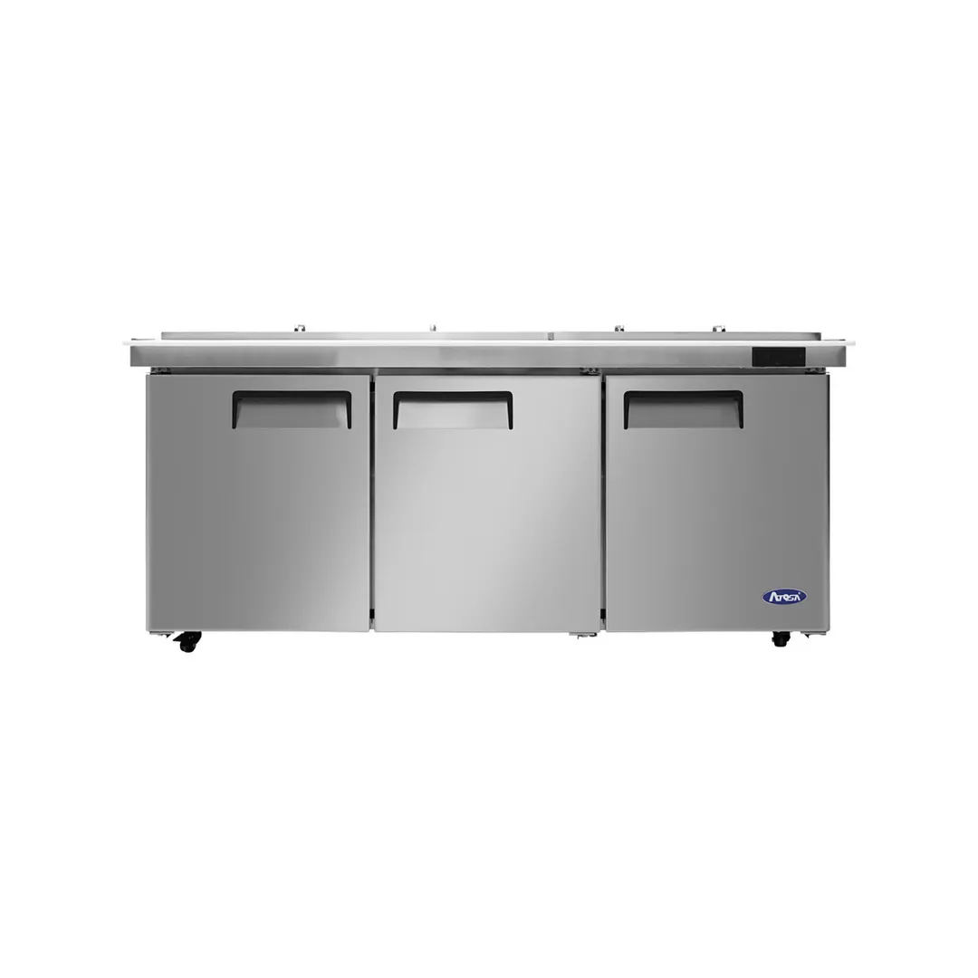 Atosa USA MSF8308GR-NTCV 72" 3-Section Mega Top Sandwich Prep Table, 30 Pans, Stainless Steel