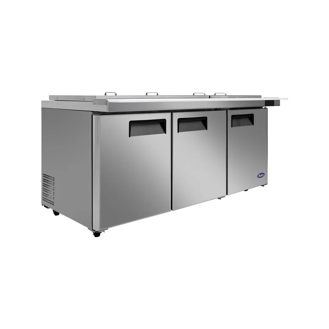 Atosa USA MSF8308GR-NTCV 72" 3-Section Mega Top Sandwich Prep Table, 30 Pans, Stainless Steel