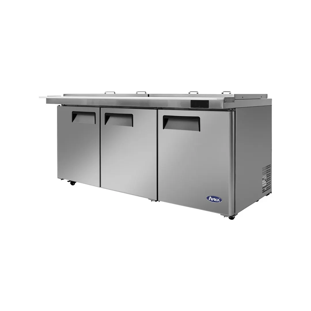 Atosa USA MSF8308GR-NTCV 72" 3-Section Mega Top Sandwich Prep Table, 30 Pans, Stainless Steel