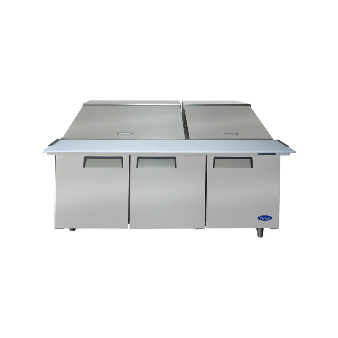Atosa USA MSF8308GR 72" Three Section Mega Top Sandwich/Salad Prep Table w/ 3 Doors, 30 Pans