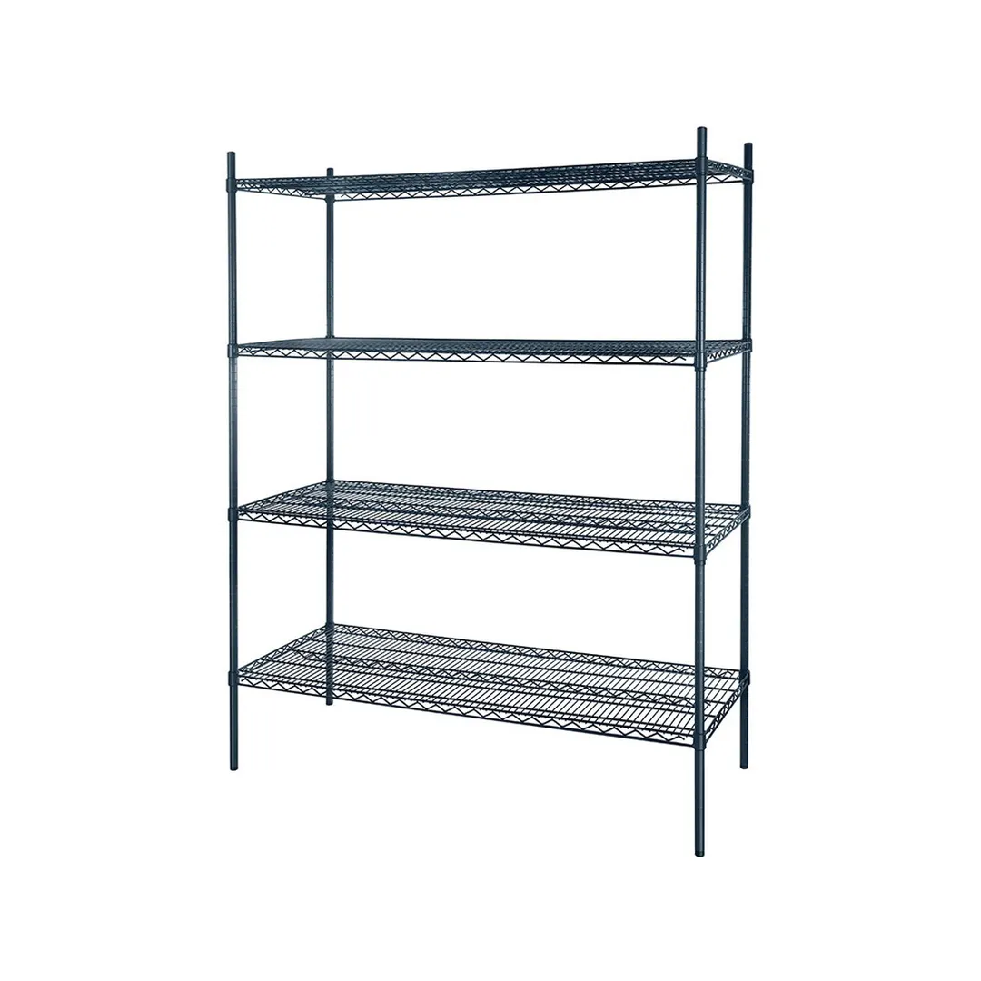 Atosa USA MWSSE244874 4-Shelf Slate Gray Epoxy Coated Shelving Kit w/ 74" Posts - 24" x 48"