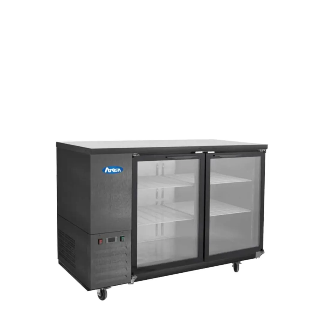 Atosa USA SBB59GGRAUS2 57" Two Section Back Bar Cooler with Glass Door, 15.0 cu. ft.