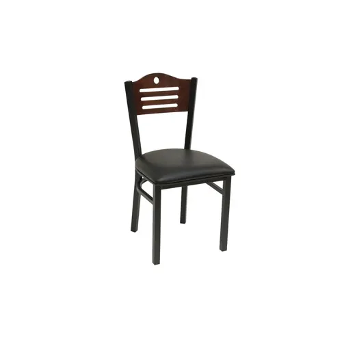 ATS 77CB Wood Back Restaurant Side Chair with Cutout, Specify Seat, 1-1/8" Square Metal Tubing