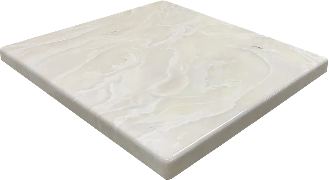 ATS ATR3066-WH Rectangle Resin Table Top, 30x66, Off-White Marble Finish, 2" Drop Edge