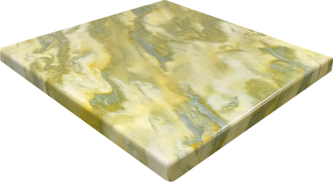 ATS ATR3636-Y/G Square Resin Table Top, 36x36, 2" Drop Edge, Yellow/Green