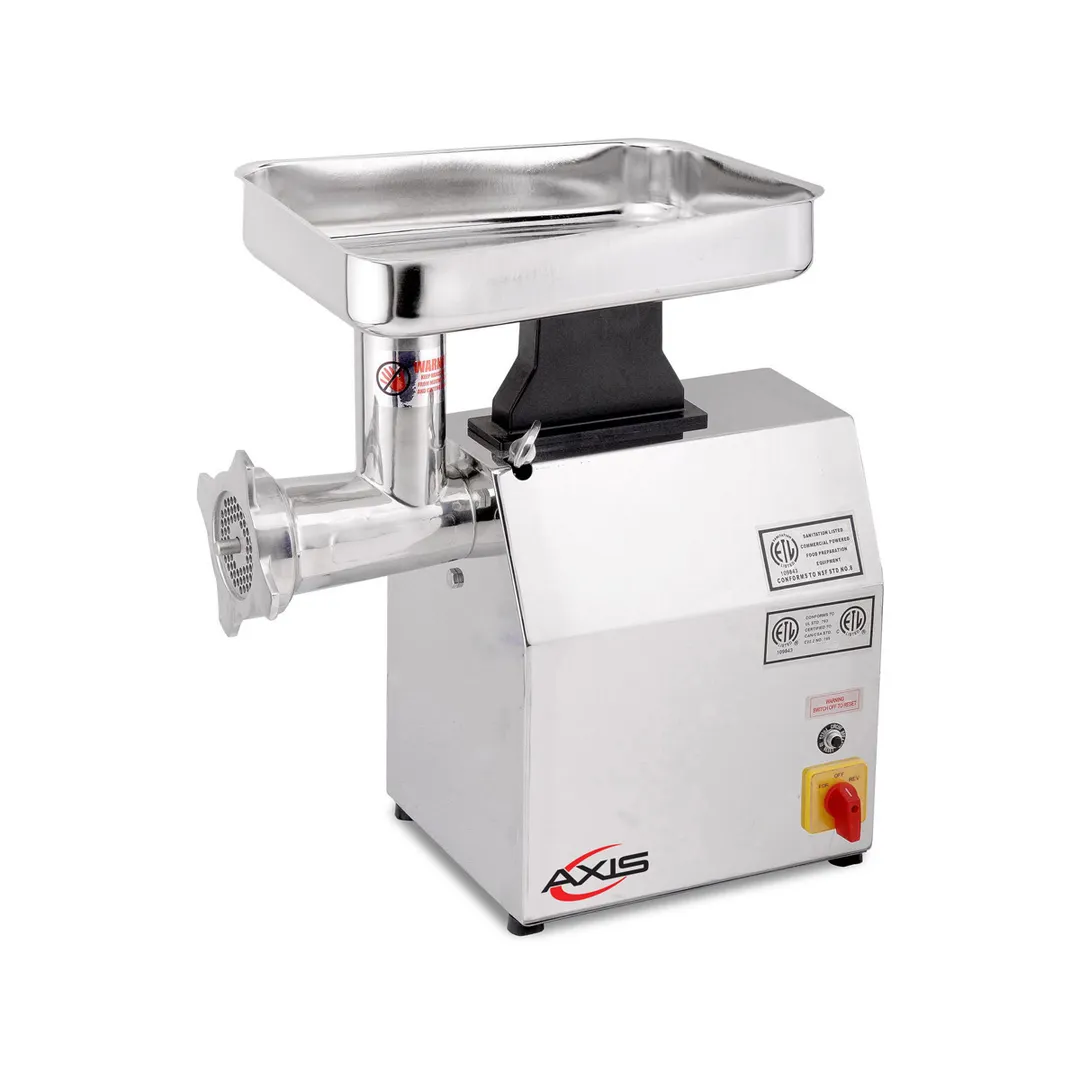 Axis AX-MG12 Bench Electric Meat Grinder, #12 Hub, 265 lbs/hr, 170 RPM, 1 HP, 115V 60Hz, ETL Sanitation Certified