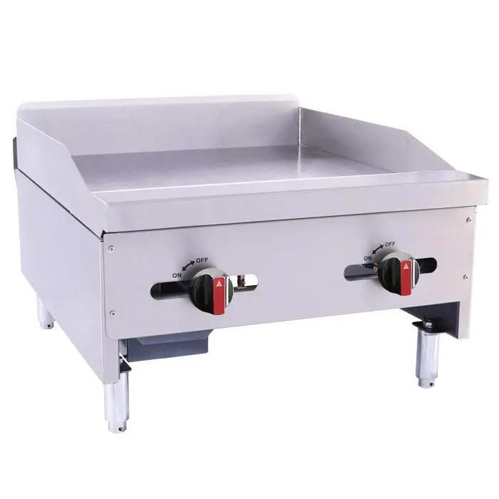 BakeMax BACG24-2 24" Countertop Gas Griddle with Manual Control, 3/4" Steel Plate, 60.000 BTU