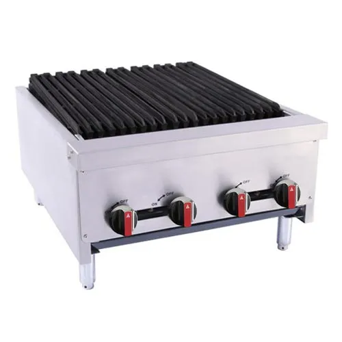 BakeMax BACGG24-4 24" Countertop Gas Radiant Charbroiler w/ (2) Burners, 60.000 BTU