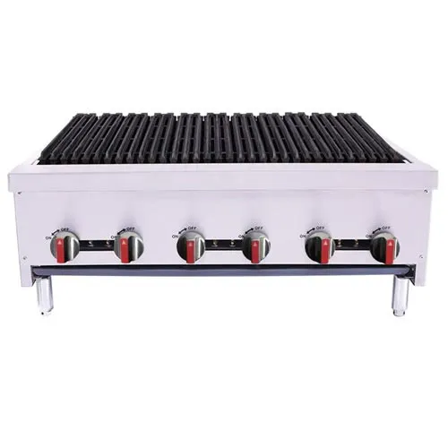 BakeMax BACGG36-6 36" Countertop Gas Radiant Charbroiler w/ (3) Burners, 90.000 BTU