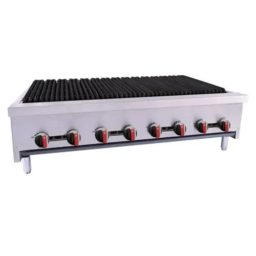 BakeMax BACGG48-8 48" Countertop Gas Radiant Charbroiler w/ (4) Burners, 120.000 BTU