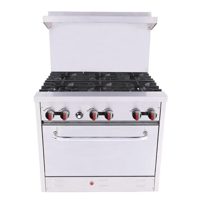 BakeMax BAS36O 36" Gas Restaurant Range w/ (6) Open Burners, (1) Standard Oven, 210.000 BTU