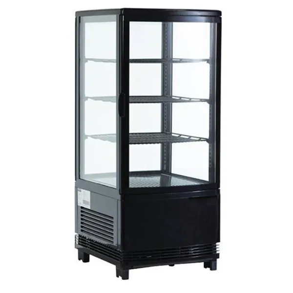 BakeMax BMRCD01 16" Full Service/Self Service Countertop Refrigerated Display Case with Hinged Glass Door, 3 Shelves - 180 w