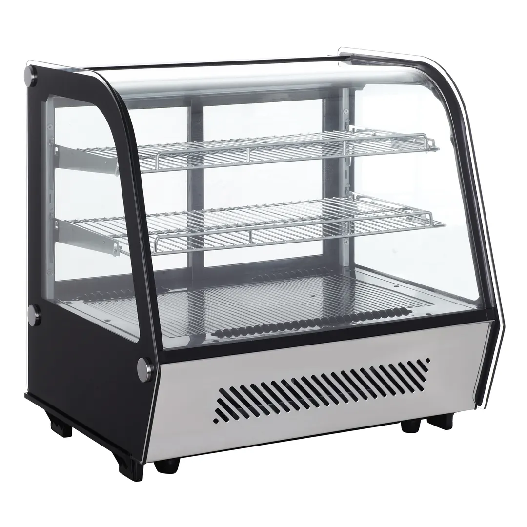BakeMax BMREF28 27" Full Service Countertop Refrigerated Display Case with Sliding Glass Door, 2 Shelves - 160 w