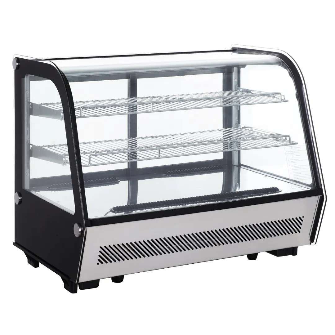 BakeMax BMREF35 35" Full Service Countertop Refrigerated Display Case with Sliding Glass Door, 2 Shelves - 160 w