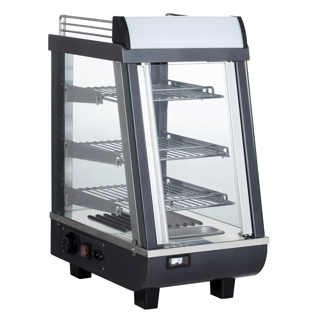 BakeMax BMTSC14 14" Countertop Titan Series Heated Warmer/Display Case, 3 Shelves