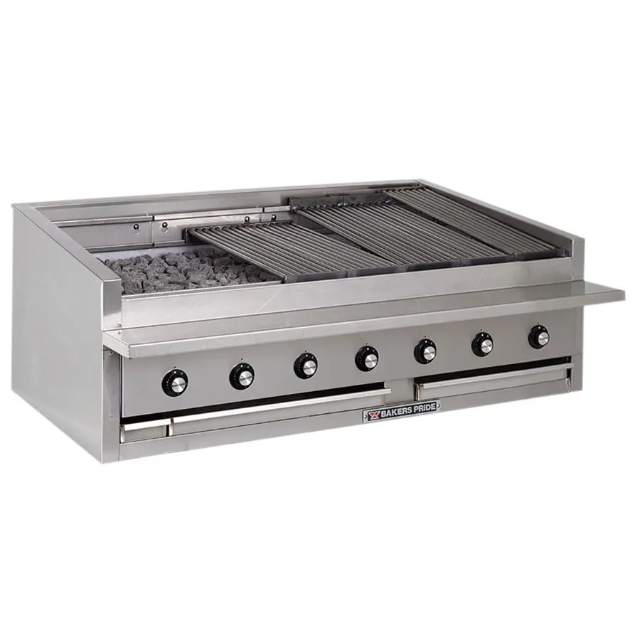 Bakers Pride L-60RS-C 60" Low Profile Countertop Gas Radiant/Lava Rock Charbroiler, 195.000 BTU