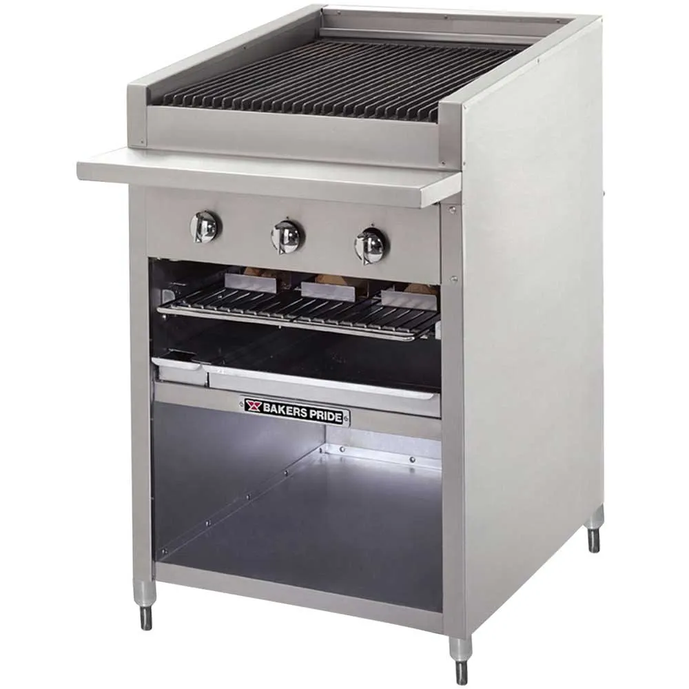 Bakers Pride F-24RS-C 24" Floor Model Gas Radiant/Lava Rock Charbroiler w/ Cabinet Base, 60.000 BTU