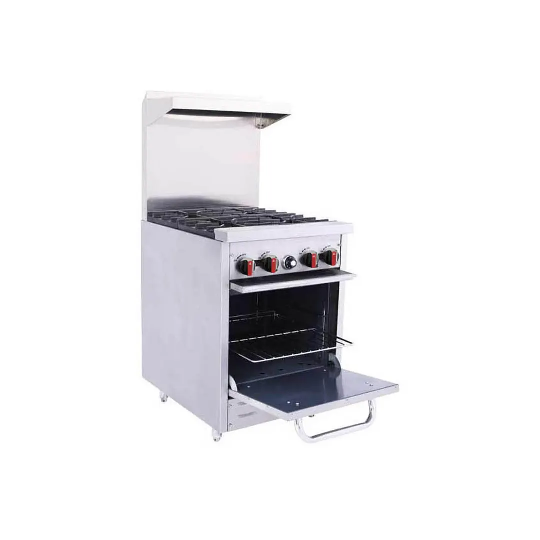 BakeMax BAS24O 24" Gas Restaurant Range w/ (4) Open Burners, (1) Standard Oven, 150.000 BTU