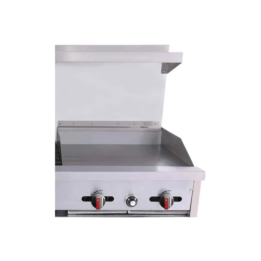 BakeMax BAS36-24-2 60" Gas Restaurant Range w/ (6) Open Burners, (1) 24" Griddle, (2) Standard Ovens, 282.000 BTU