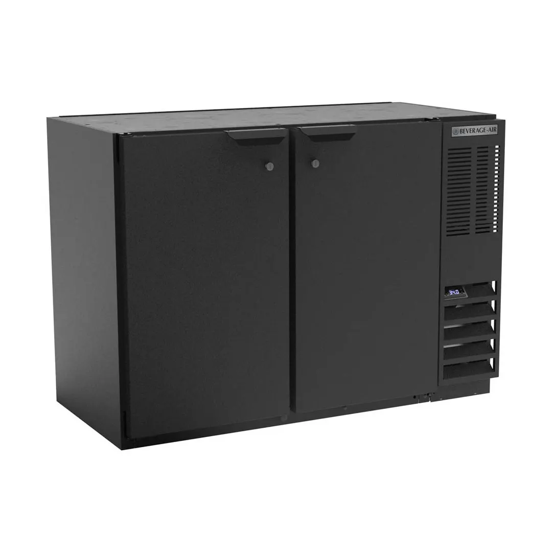 Beverage Air BB48HC-1-B 48" 2 Section Black Back Bar Cooler with Solid Door