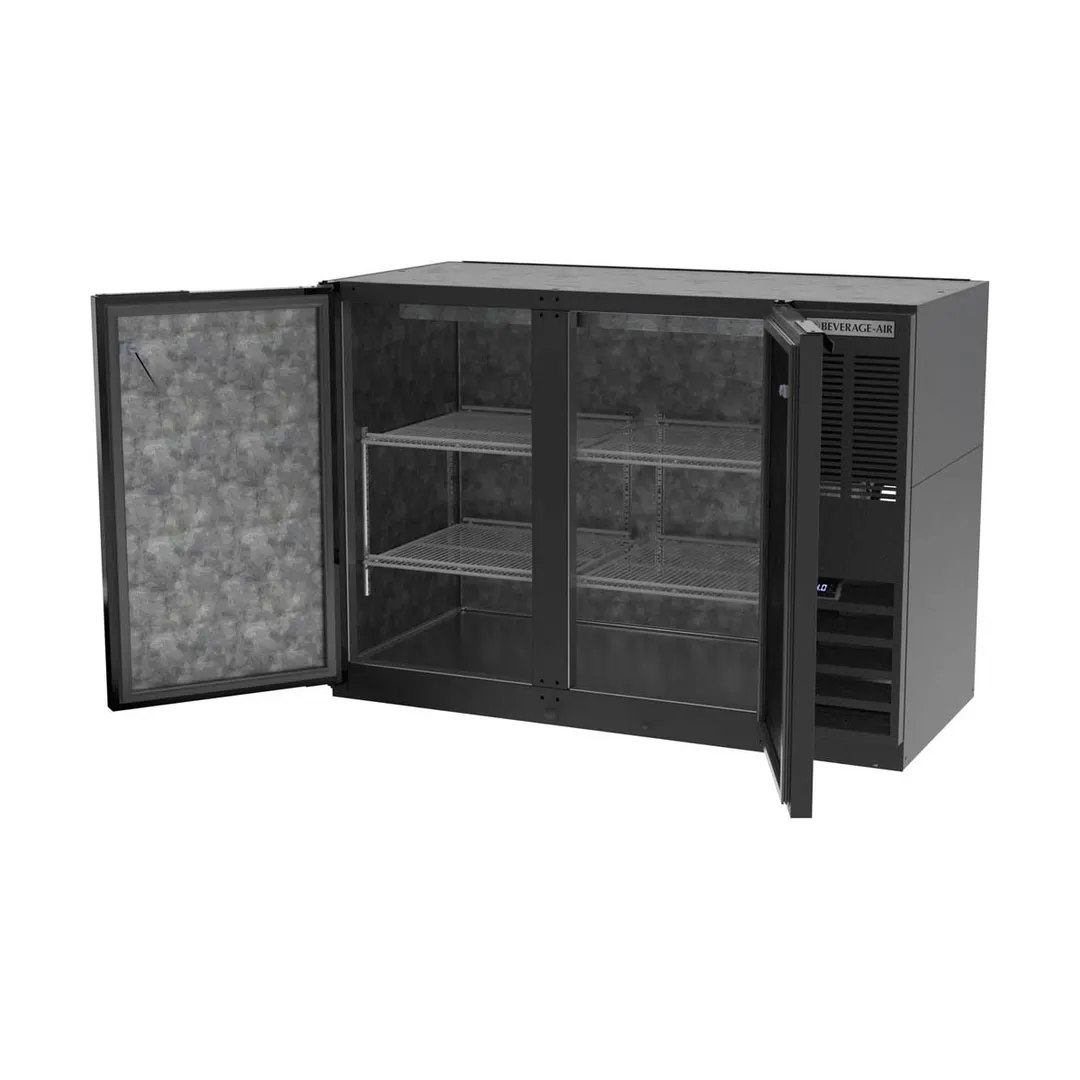 Beverage Air BB48HC-1-B 48" 2 Section Black Back Bar Cooler with Solid Door