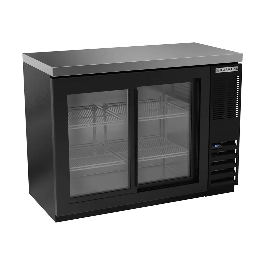Beverage Air BB48HC-1-GS-B-27 48" 2 Section Black Back Bar Cooler with Glass Door