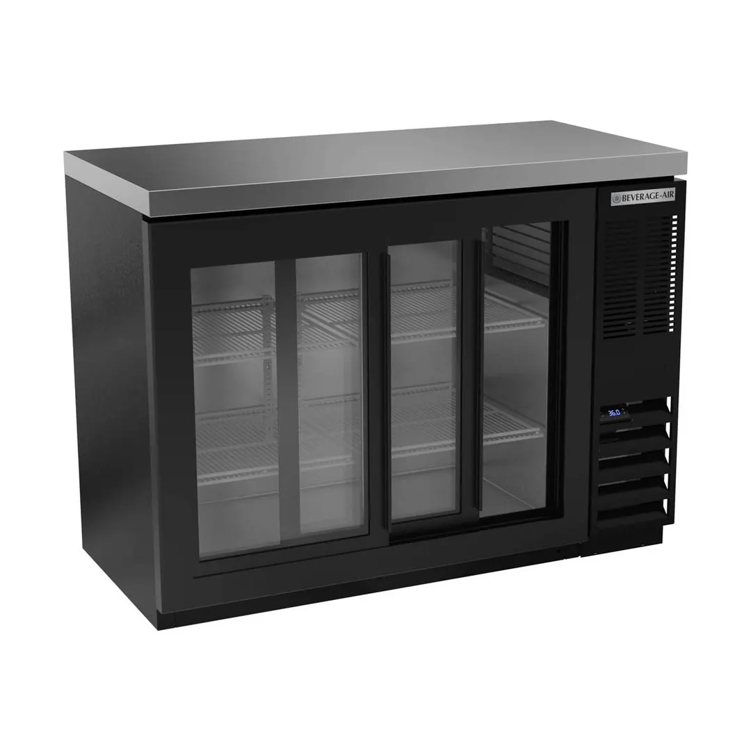 Beverage Air BB48HC-1-GS-B-27 48" 2 Section Black Back Bar Cooler with Glass Door