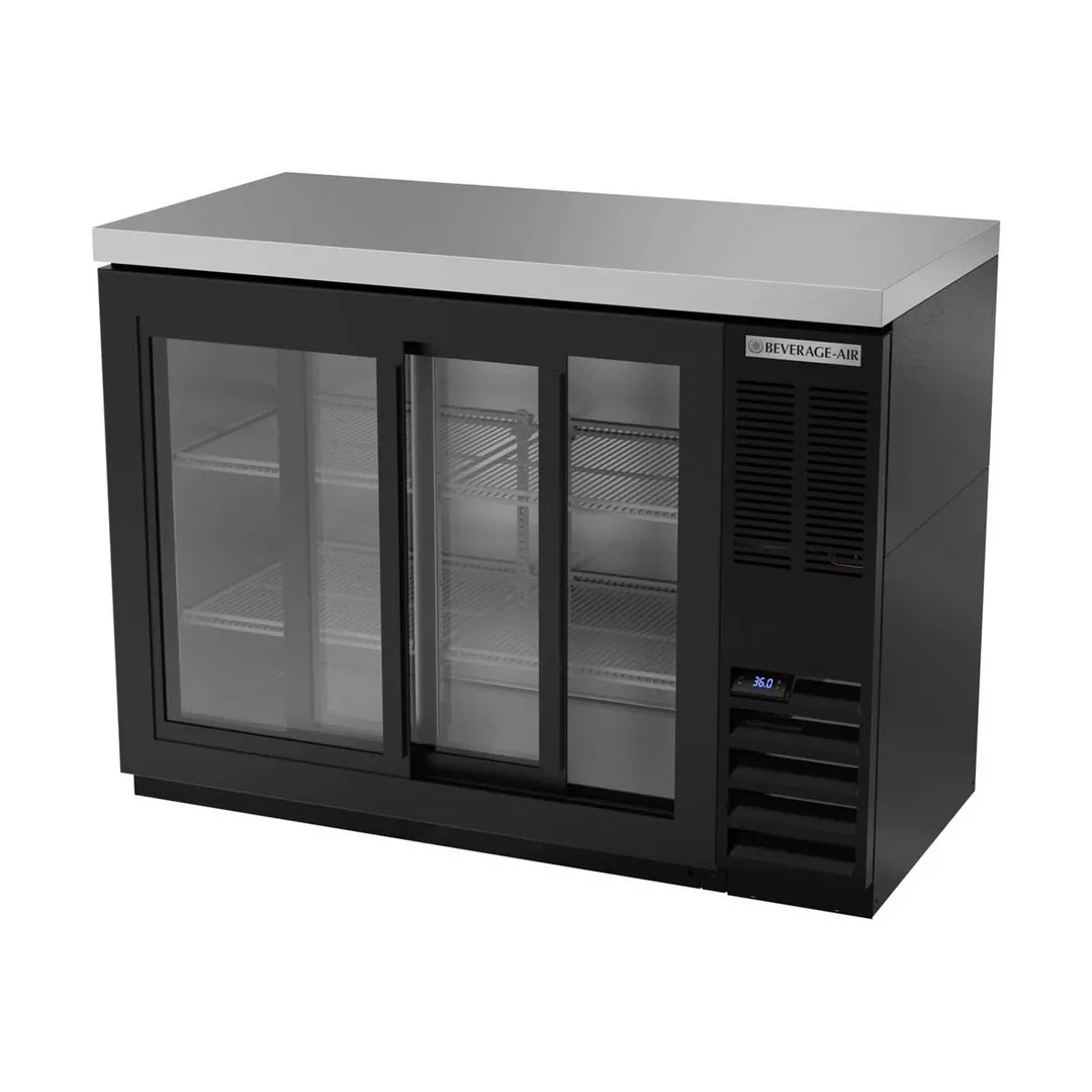 Beverage Air BB48HC-1-GS-B-27 48" 2 Section Black Back Bar Cooler with Glass Door