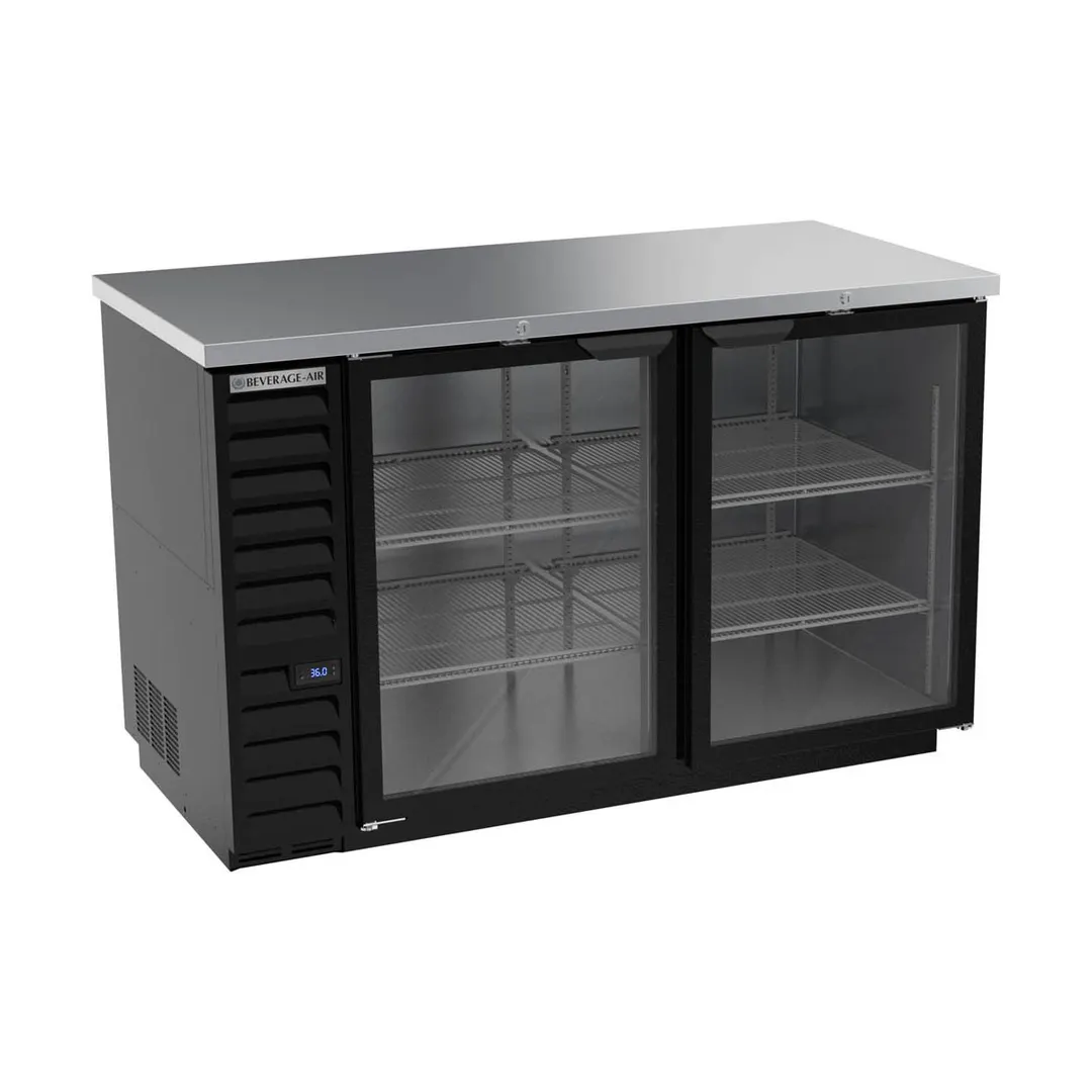 Beverage Air BB58HC-1-G-B 59" 2 Section Stainless Steel Back Bar Cooler with Glass Door