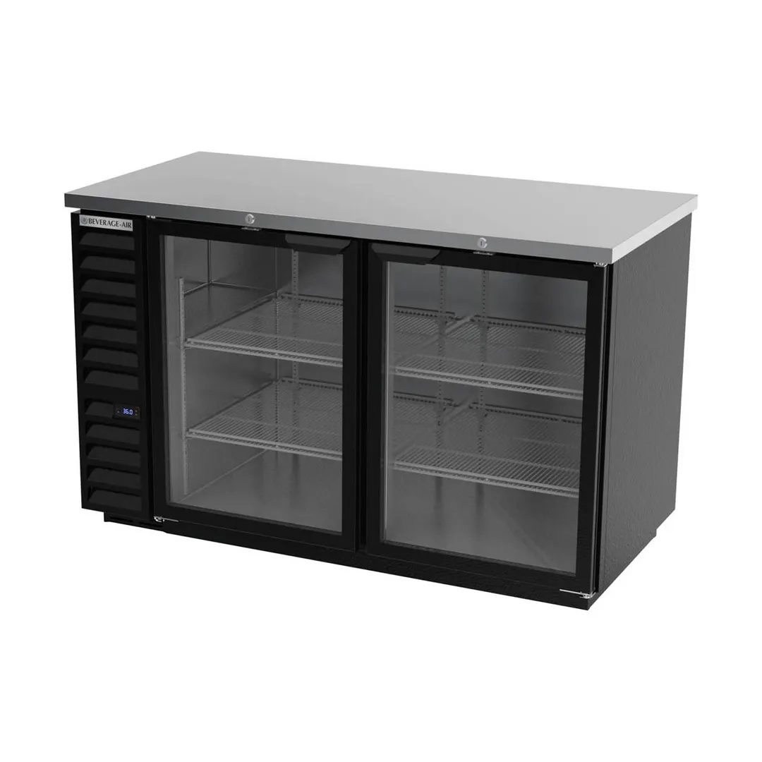 Beverage Air BB58HC-1-G-B 59" 2 Section Stainless Steel Back Bar Cooler with Glass Door
