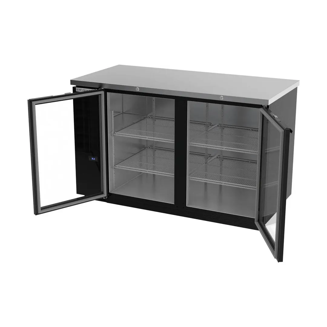 Beverage Air BB58HC-1-G-B 59" 2 Section Stainless Steel Back Bar Cooler with Glass Door