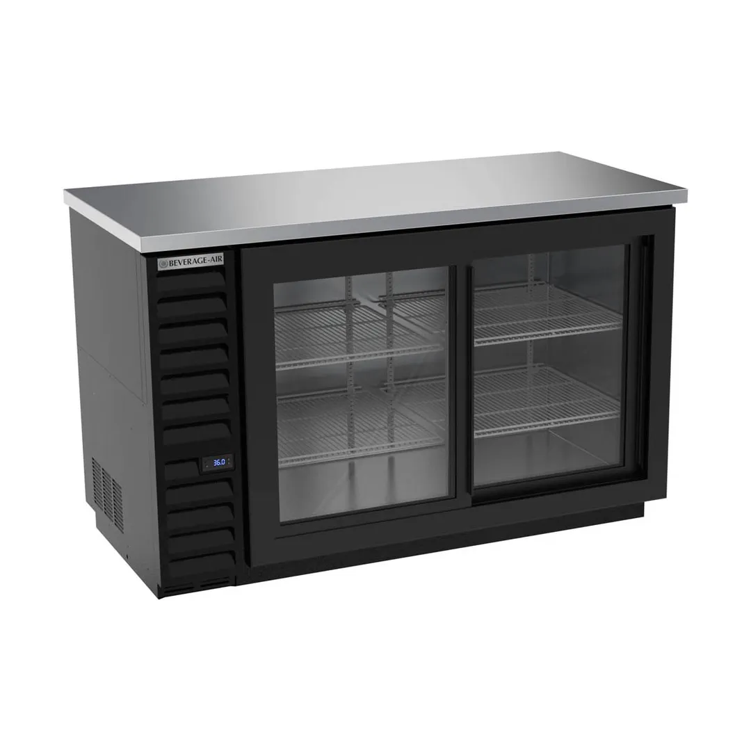 Beverage Air BB58HC-1-GS-B 59" 2 Section Black Back Bar Cooler with Glass Door