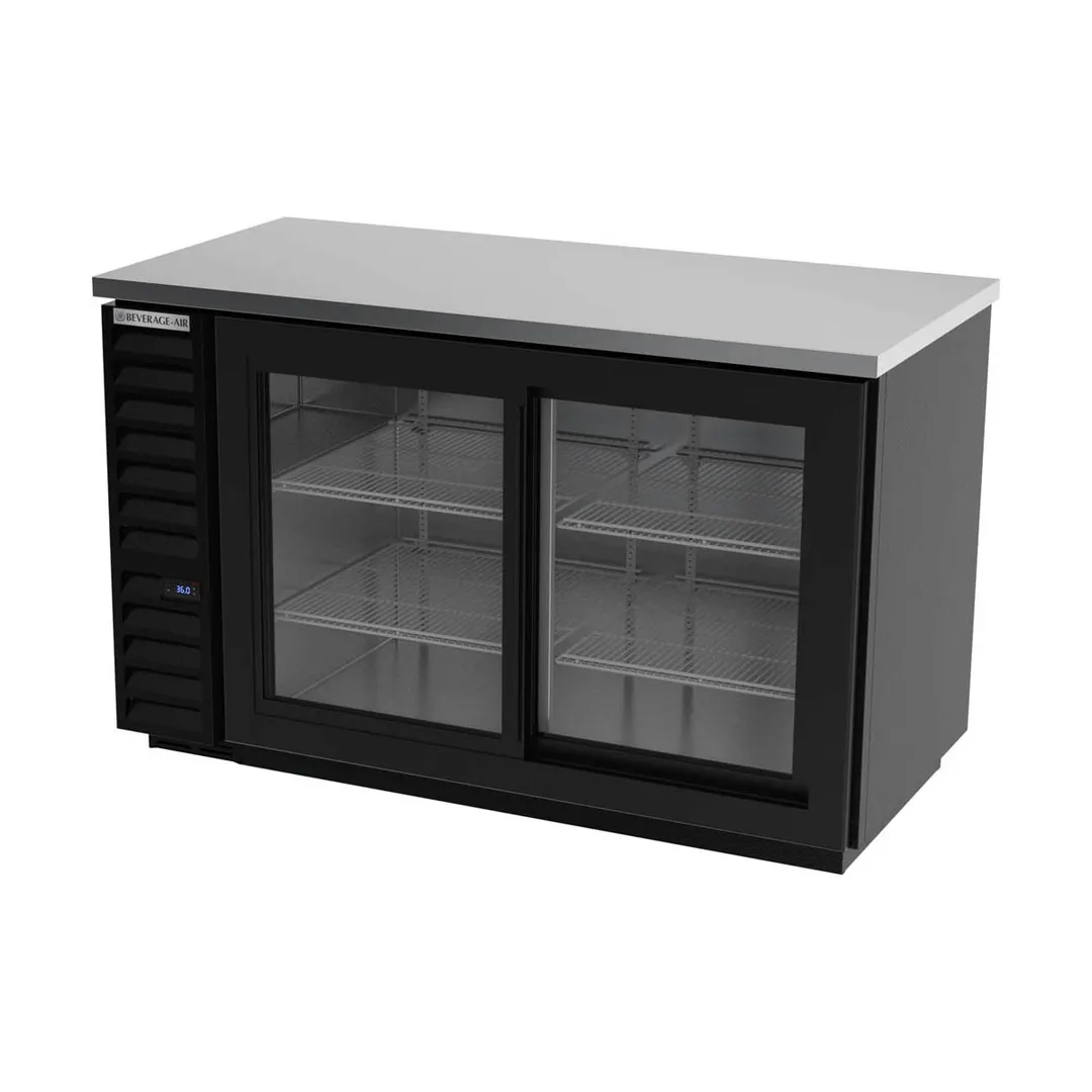 Beverage Air BB58HC-1-GS-B 59" 2 Section Black Back Bar Cooler with Glass Door