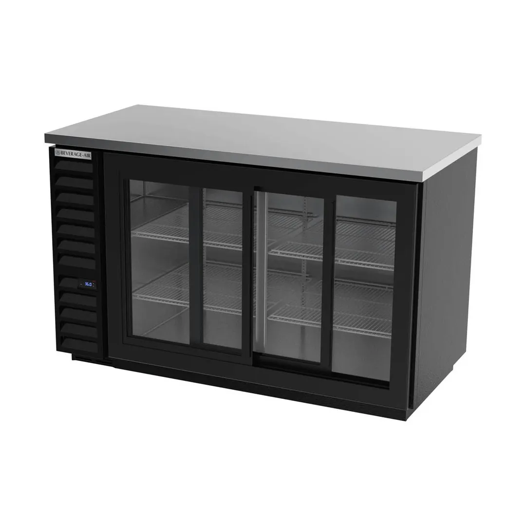 Beverage Air BB58HC-1-GS-B 59" 2 Section Black Back Bar Cooler with Glass Door