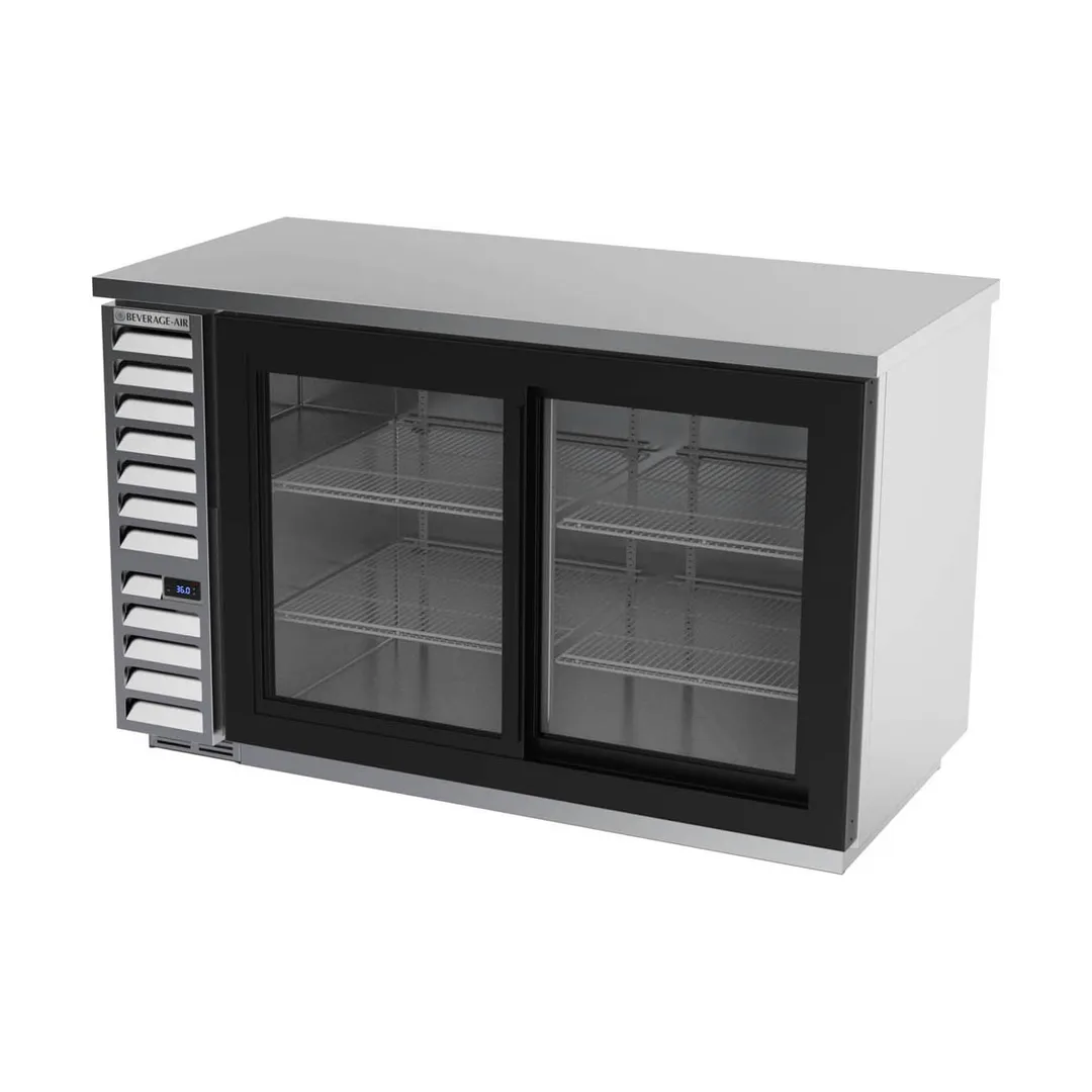 Beverage Air BB58HC-1-GS-S 59" 2 Section Black Back Bar Cooler with Glass Door