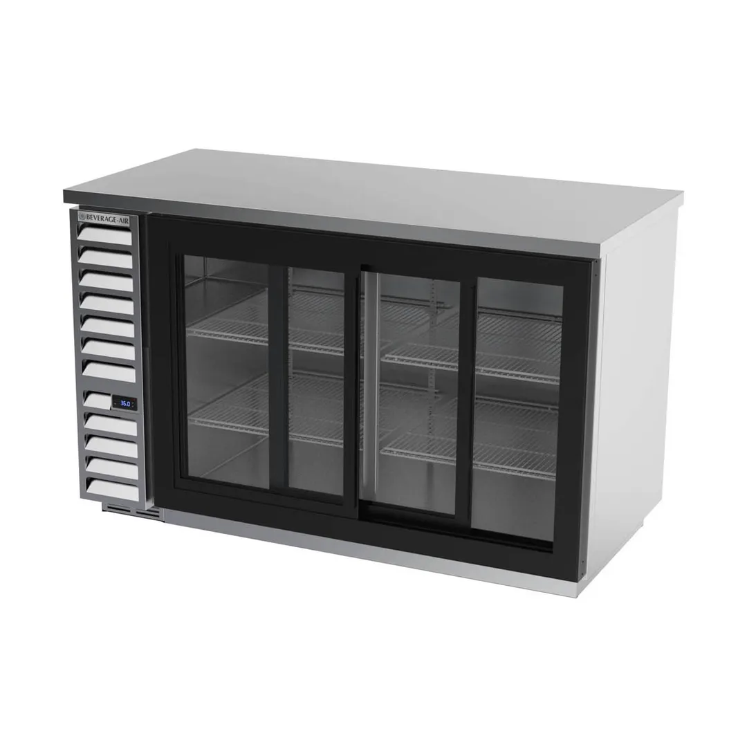 Beverage Air BB58HC-1-GS-S 59" 2 Section Black Back Bar Cooler with Glass Door