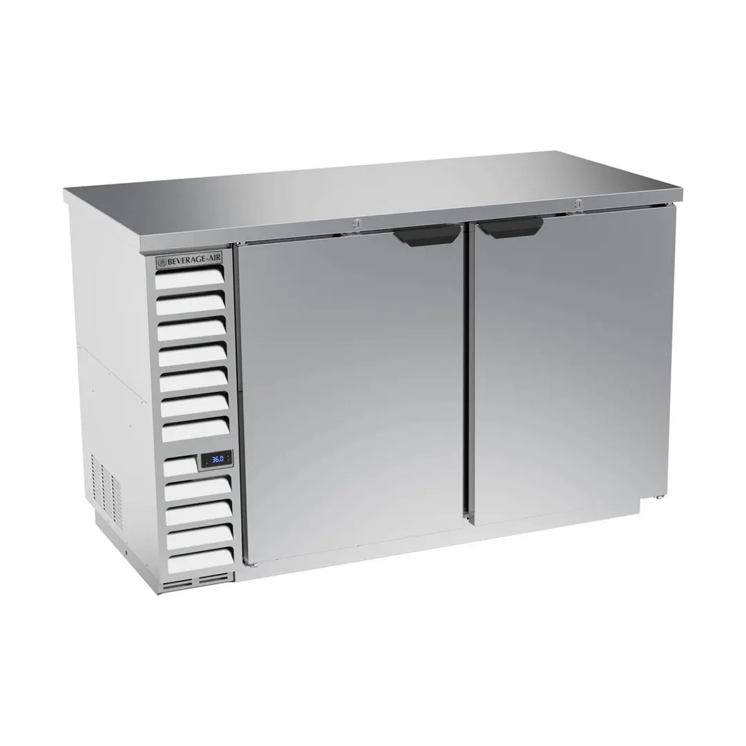 Beverage Air BB58HC-1-S 59" 2 Section Black Back Bar Cooler with Solid Door