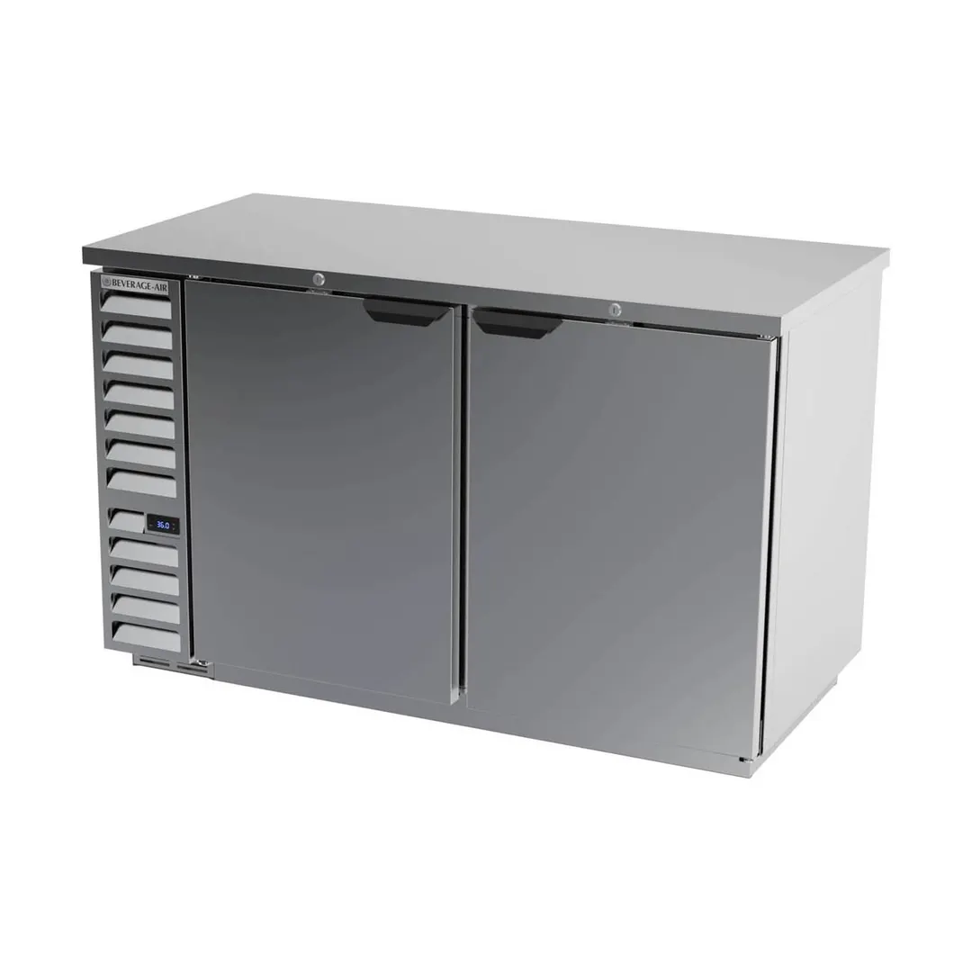 Beverage Air BB58HC-1-S 59" 2 Section Black Back Bar Cooler with Solid Door