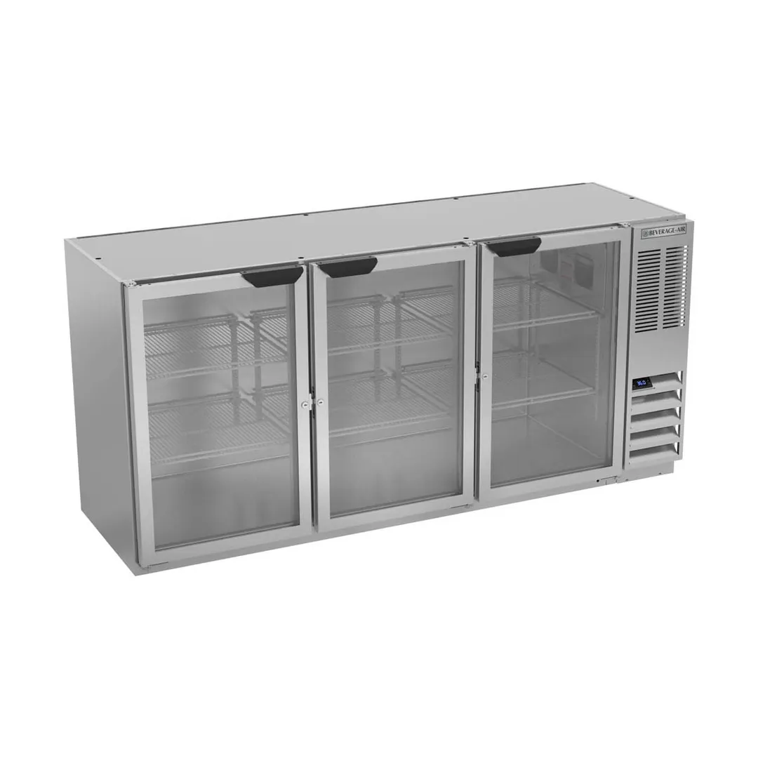 Beverage Air BB72HC-1-G-S 72" 3 Section Back Bar Refrigerator with Glass Door