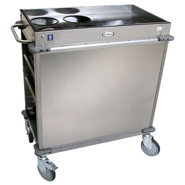 Cadco BC-2-LST Stainless Steel Mobile Beverage Service Cart w/ 2 Shelves and 2 Drawers